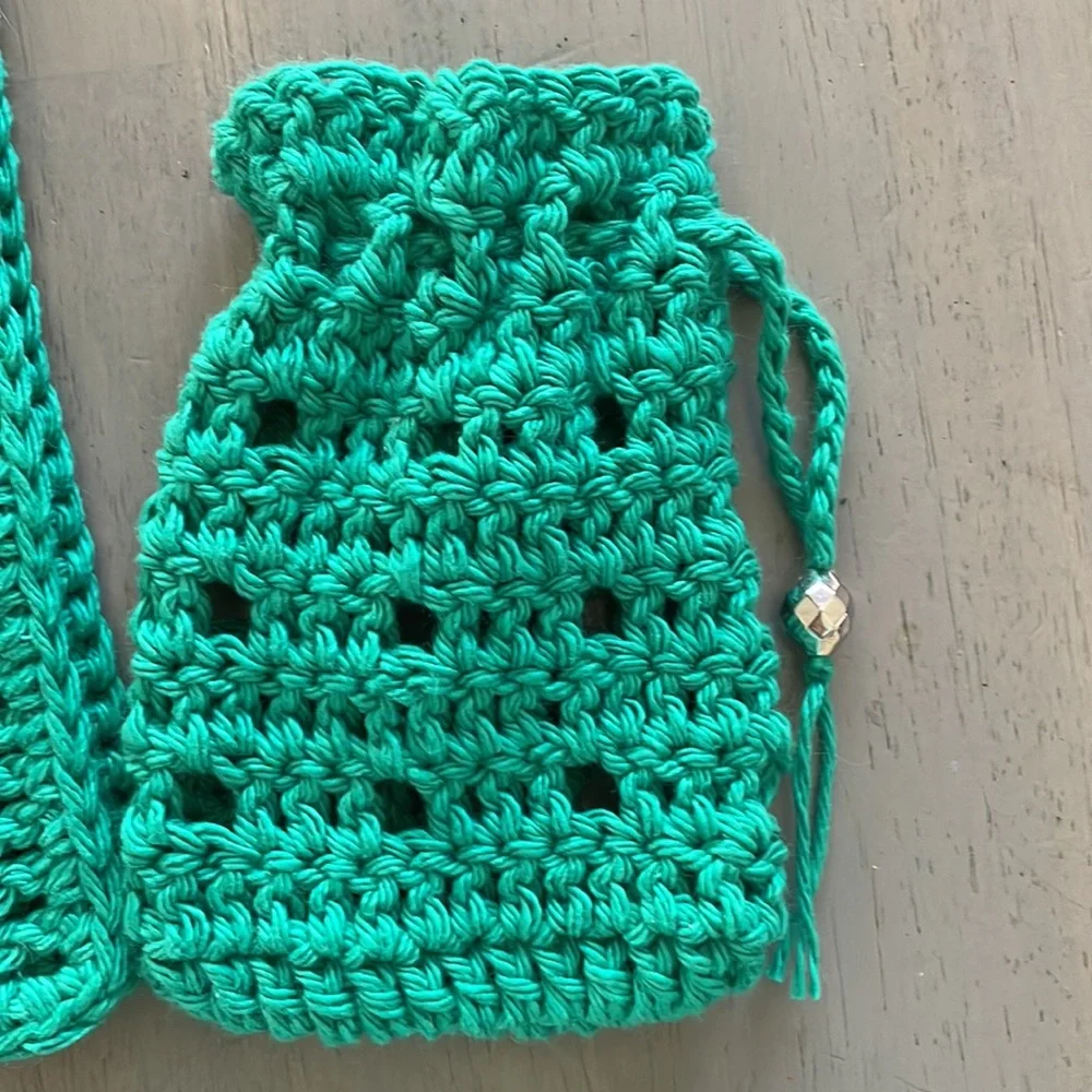 Soap Saver Bag + Washcloth Bath Set - Hand Crafted Crochet - 100% Cotton